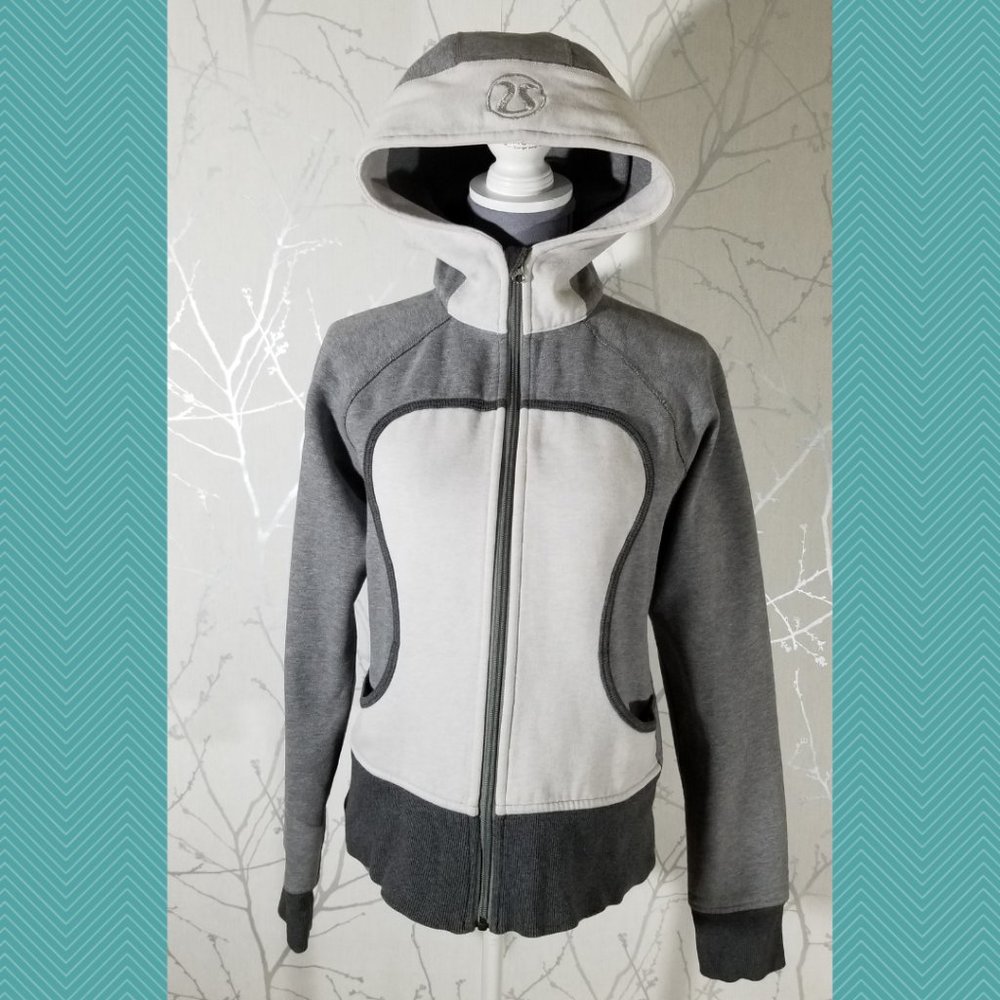 Lululemon Gray & White Colorblock Scuba Hoodie